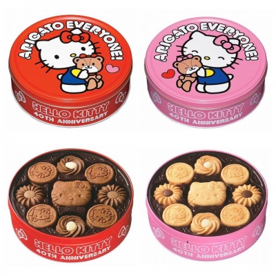 BOURBON日本北日本 - Hello Kitty凱蒂貓40週年紀念奶油餅乾罐 - Hello Kitty凱蒂貓40週年紀念可可亞餅乾罐