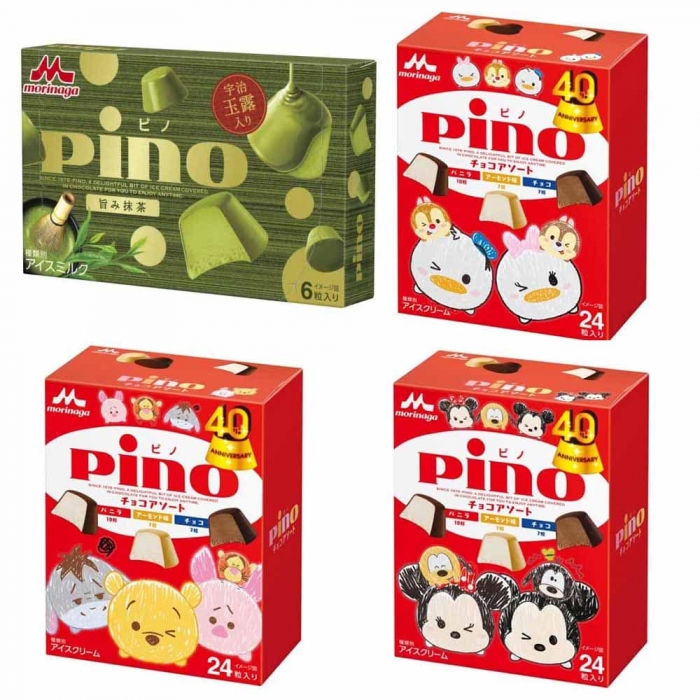 日本森永乳業 - pino美味抹茶脆皮巧克力冰淇淋 / 40週年紀念迪士尼TSUM TSUM家庭號版