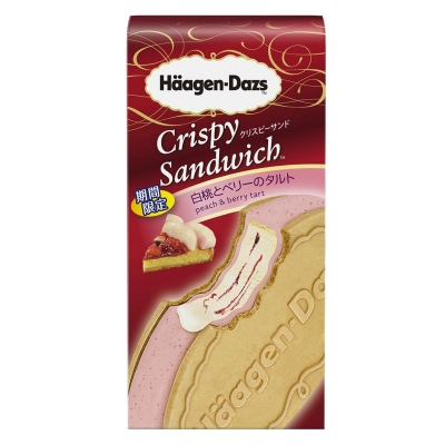 Häagen-Dazs日本哈根達斯 - 白色水蜜桃與莓果塔Crispy Sandwich酥脆三明治冰淇淋夾心餅乾