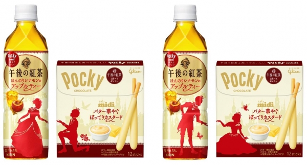 KIRIN日本麒麟 - 午後紅茶芬芳肉桂蘋果茶 / glico日本江崎格力高 - Pocky midi胖胖版午後紅茶奶油卡士達醬百琪巧克力棒