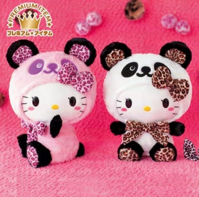 豹紋Hello Kitty凱蒂貓熊貓絨毛娃娃