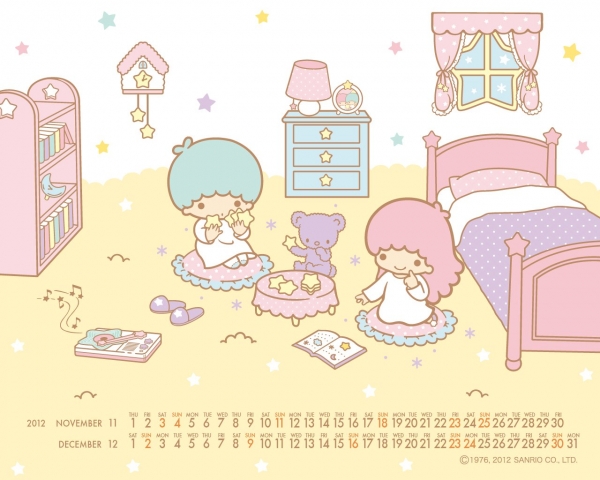 雙星娃娃Little Twin Stars KiKi &amp; LaLa - 十一月與十二月雙月曆桌布