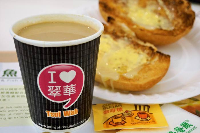 香港翠華茶餐廳 - 奶油豬 / 熱奶茶