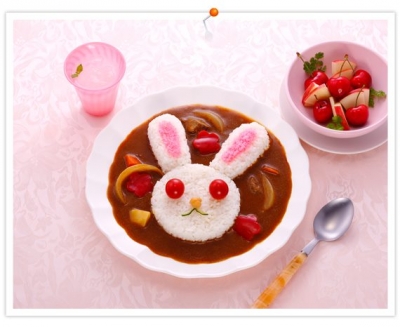 小白兔寶寶咖哩飯卡通人物愛心便當